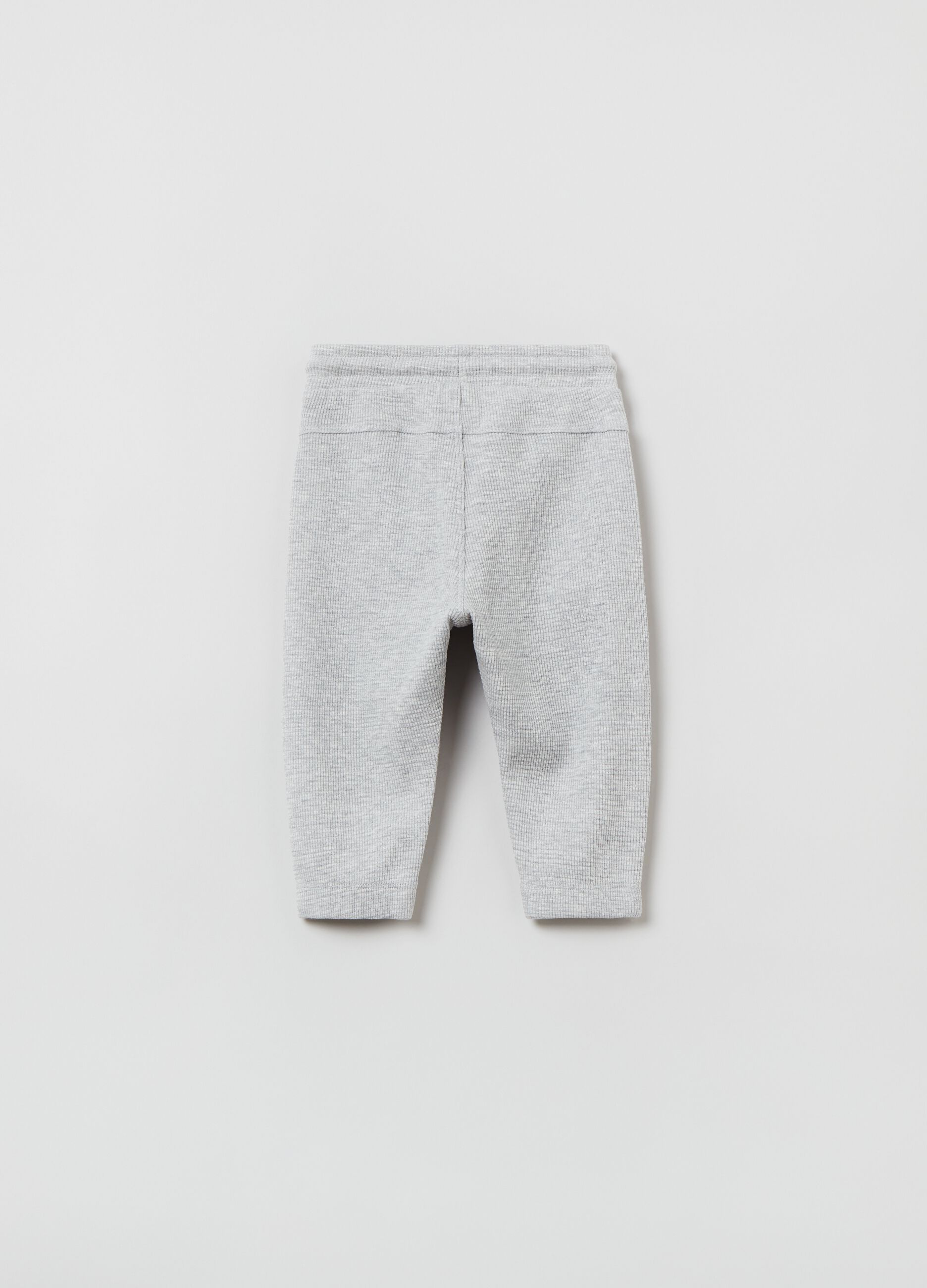 Joggers in cotone mélange con trama waffle