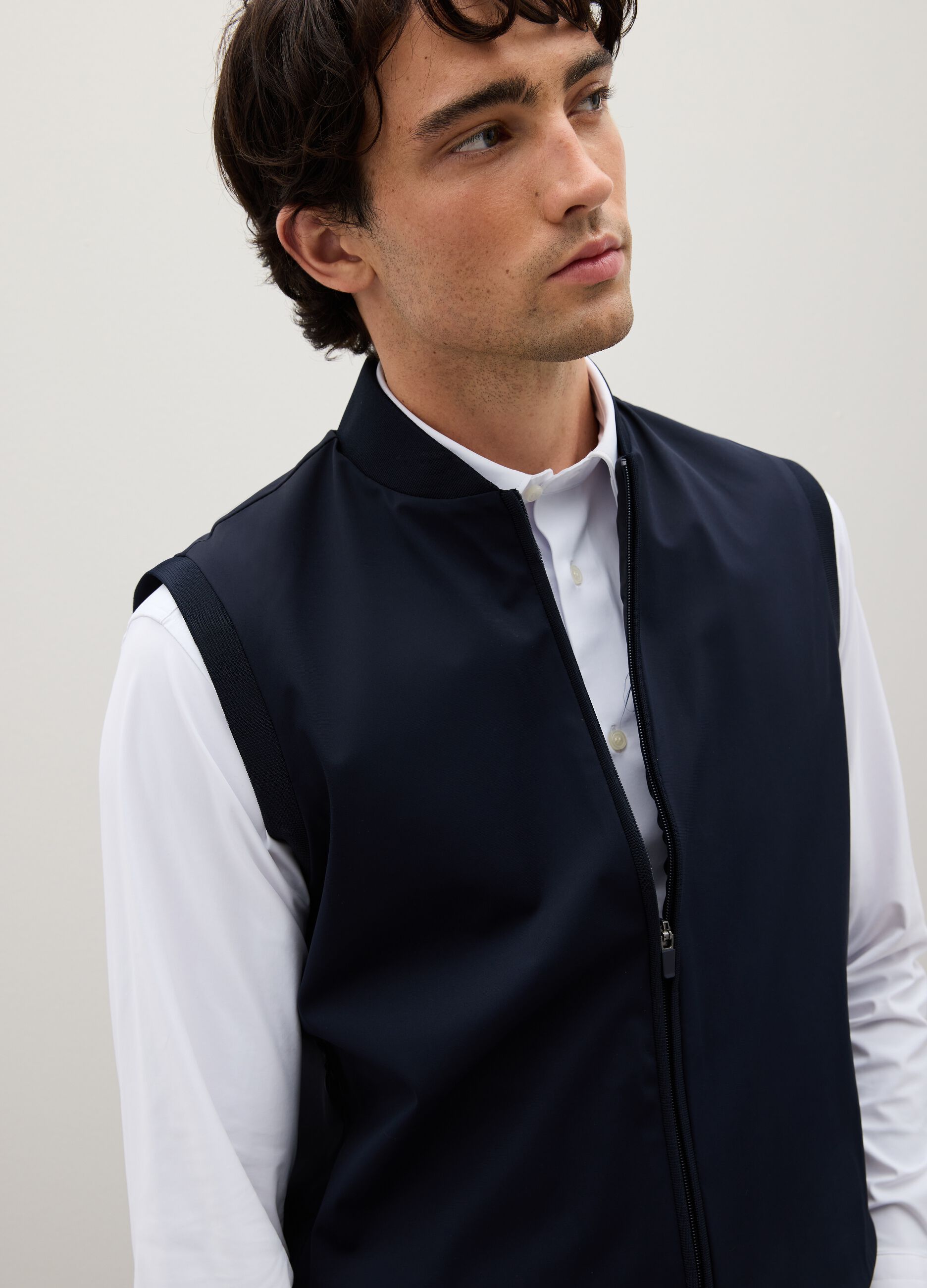Regular Fit Blue Stretch Fabric Waistcoat