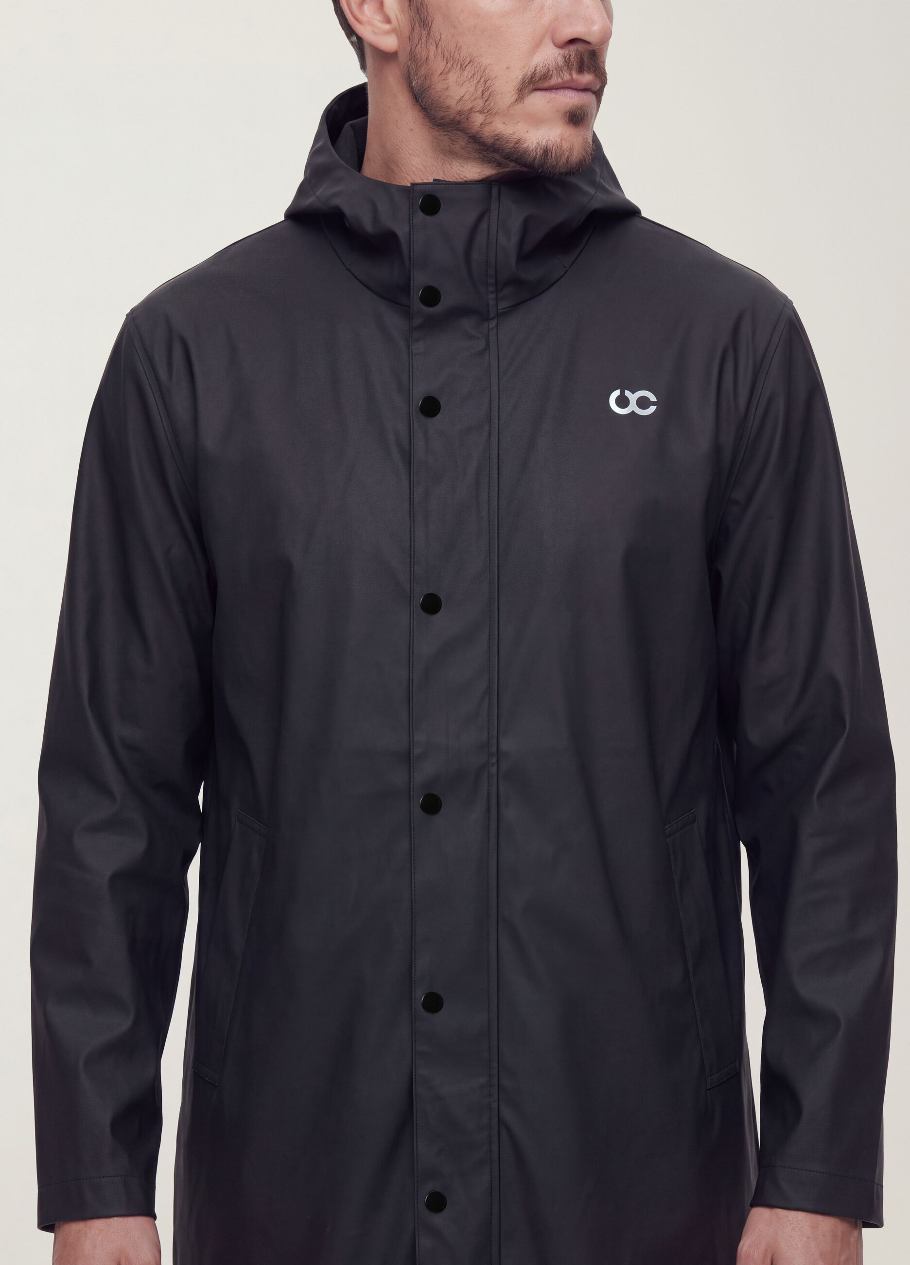 Black regular-fit raincoat with zip