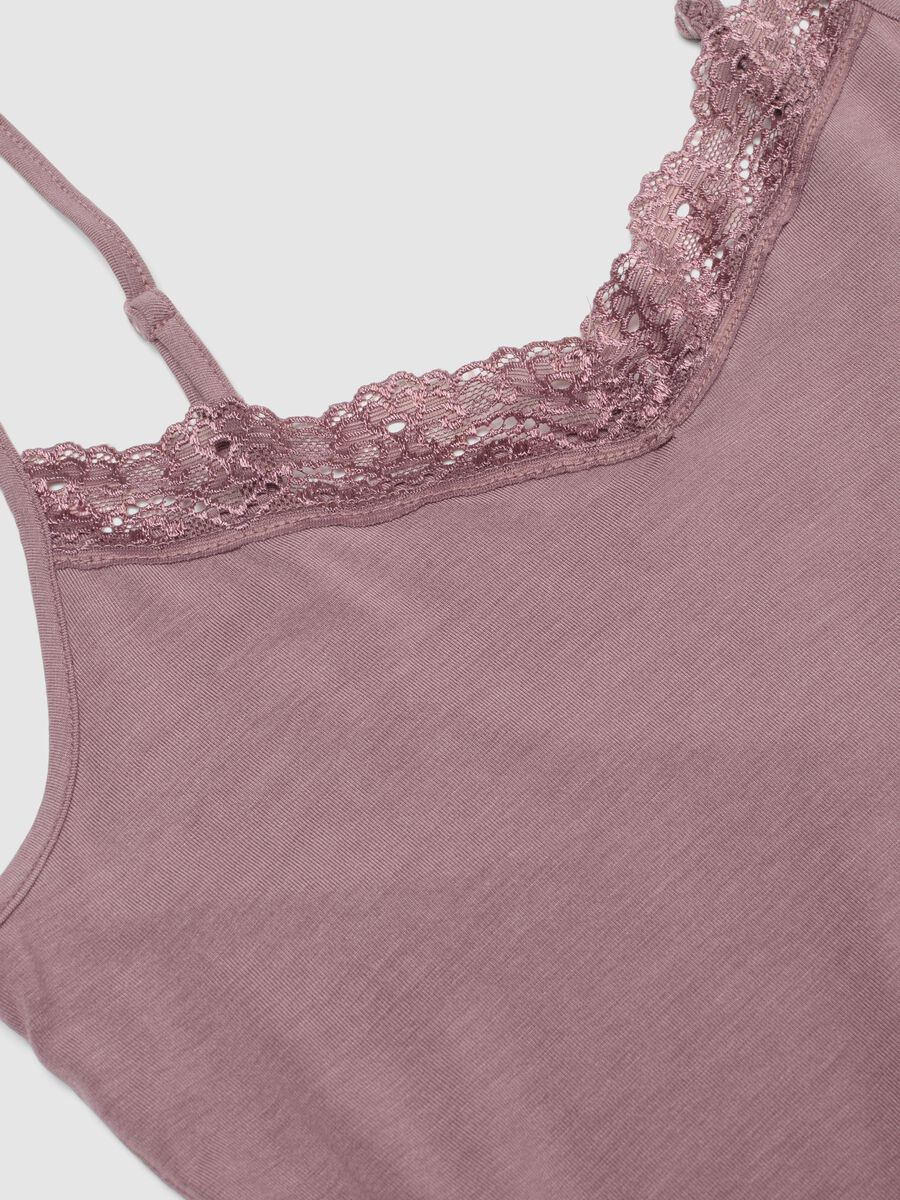 Canottiera in viscosa elasticizzata rosa slim fit con pizzo_1