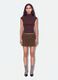 Brown fitted modal and stretch cotton T-shirt with mock neck_1