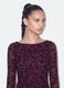 Violettes Stretch-T-Shirt mit beflocktem Blumenmotiv_0