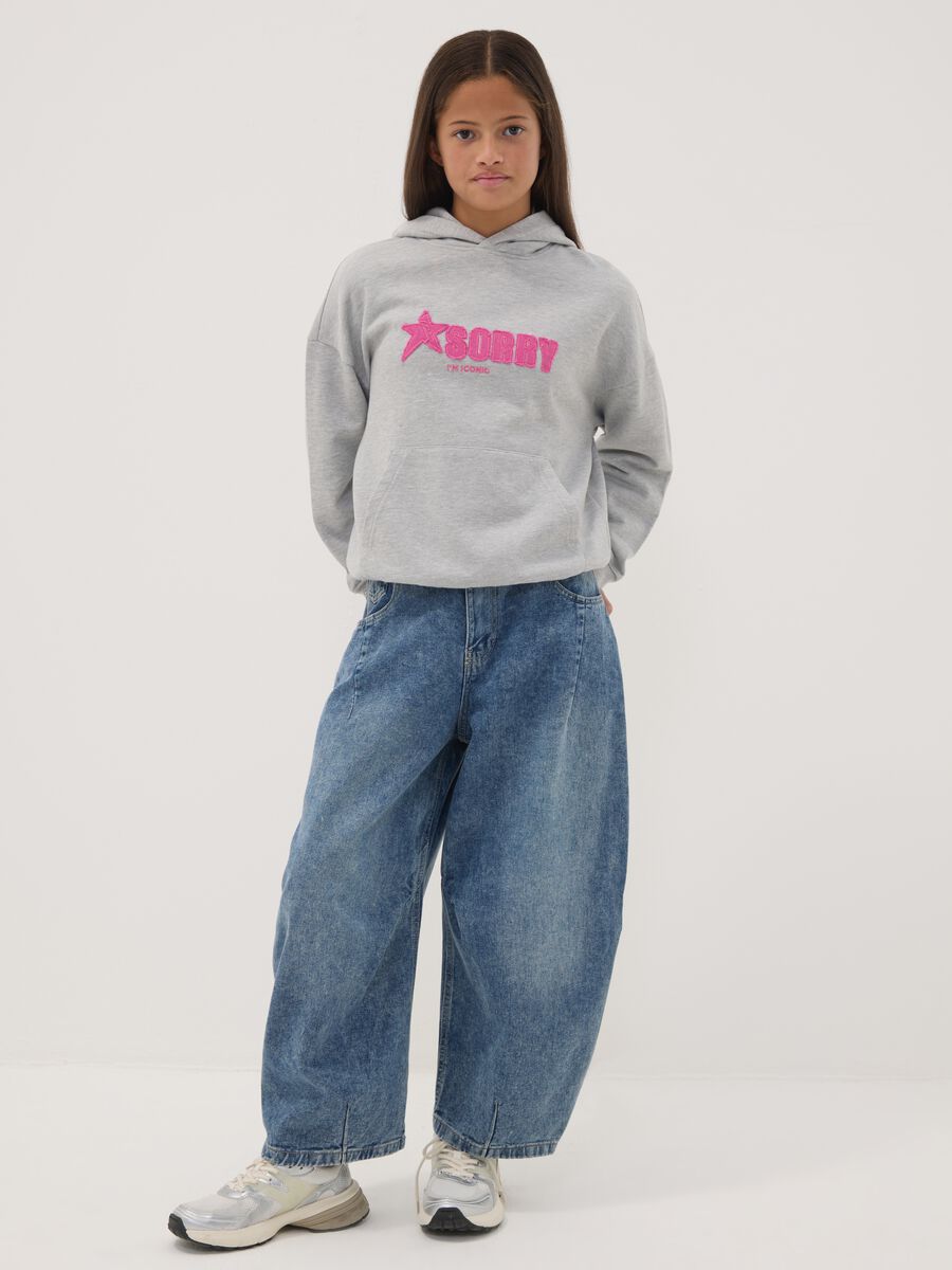 Pure cotton denim balloon-fit jeans for girls_1