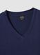 Blue stretch viscose V-neck T-shirt_5