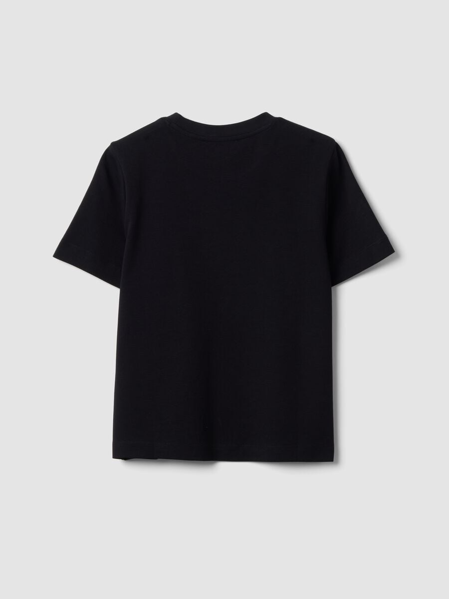 Black relaxed-fit pure cotton short-sleeve T-shirt_5