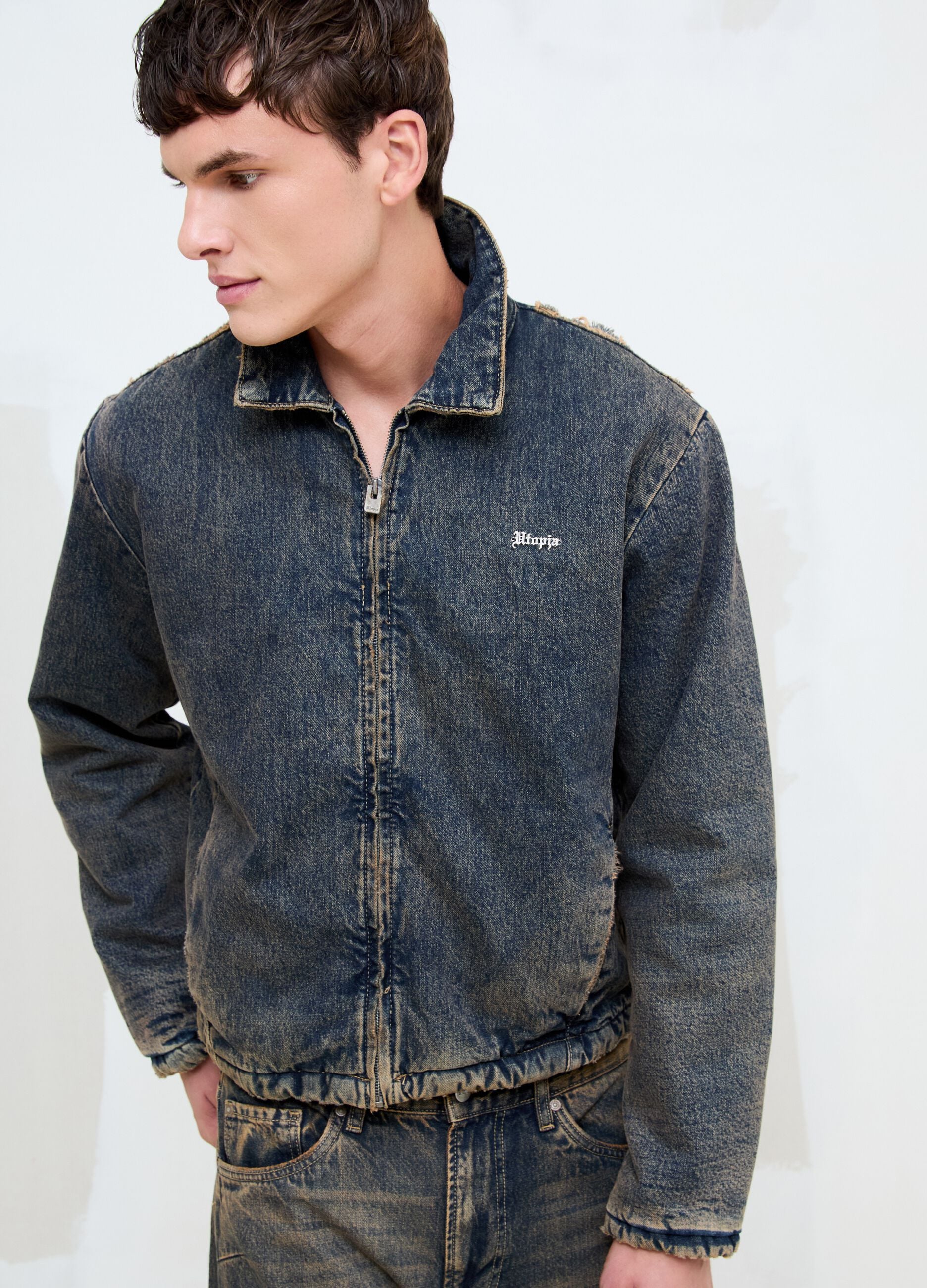 Vintage Dark Blue Padded Denim Jacket