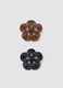 Conjunto de ganchos de cabelo castanho e preto com flor_0