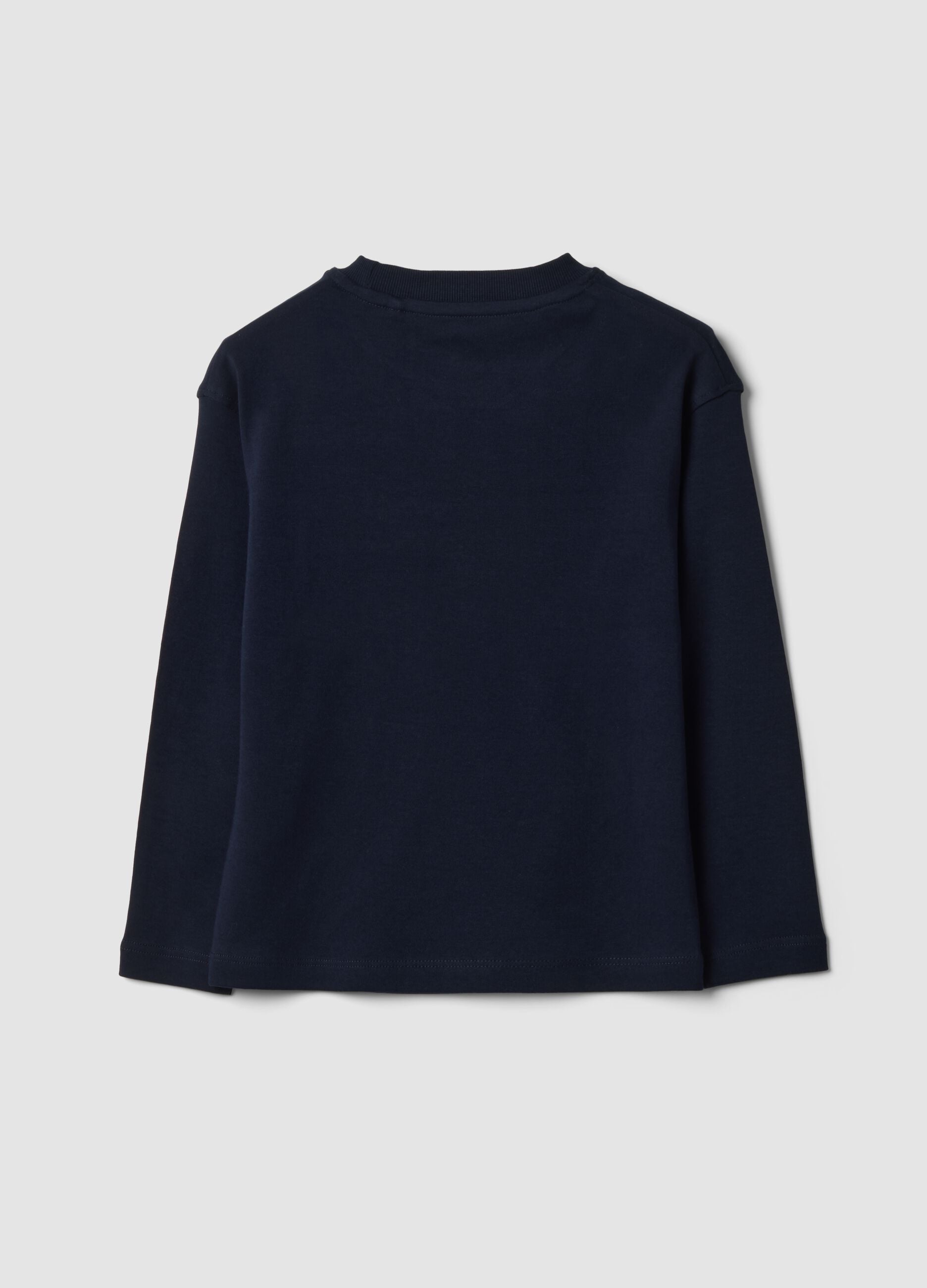 Blue crew-neck T-shirt in pure organic cotton