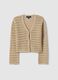Beige pure cotton cardigan regular fit with openwork design_4