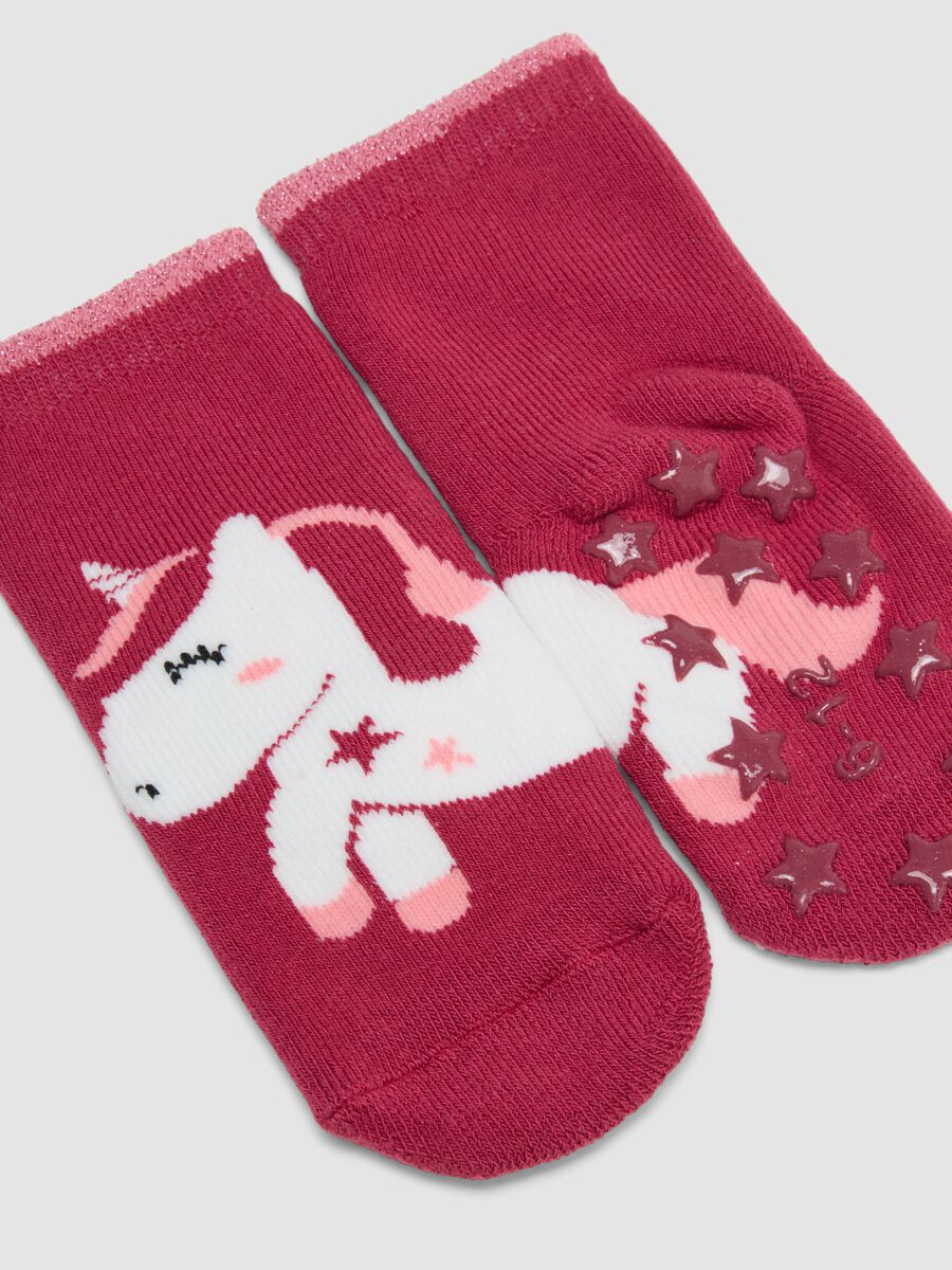 2-pack of multicolour non-slip organic cotton blend socks for baby girl_1