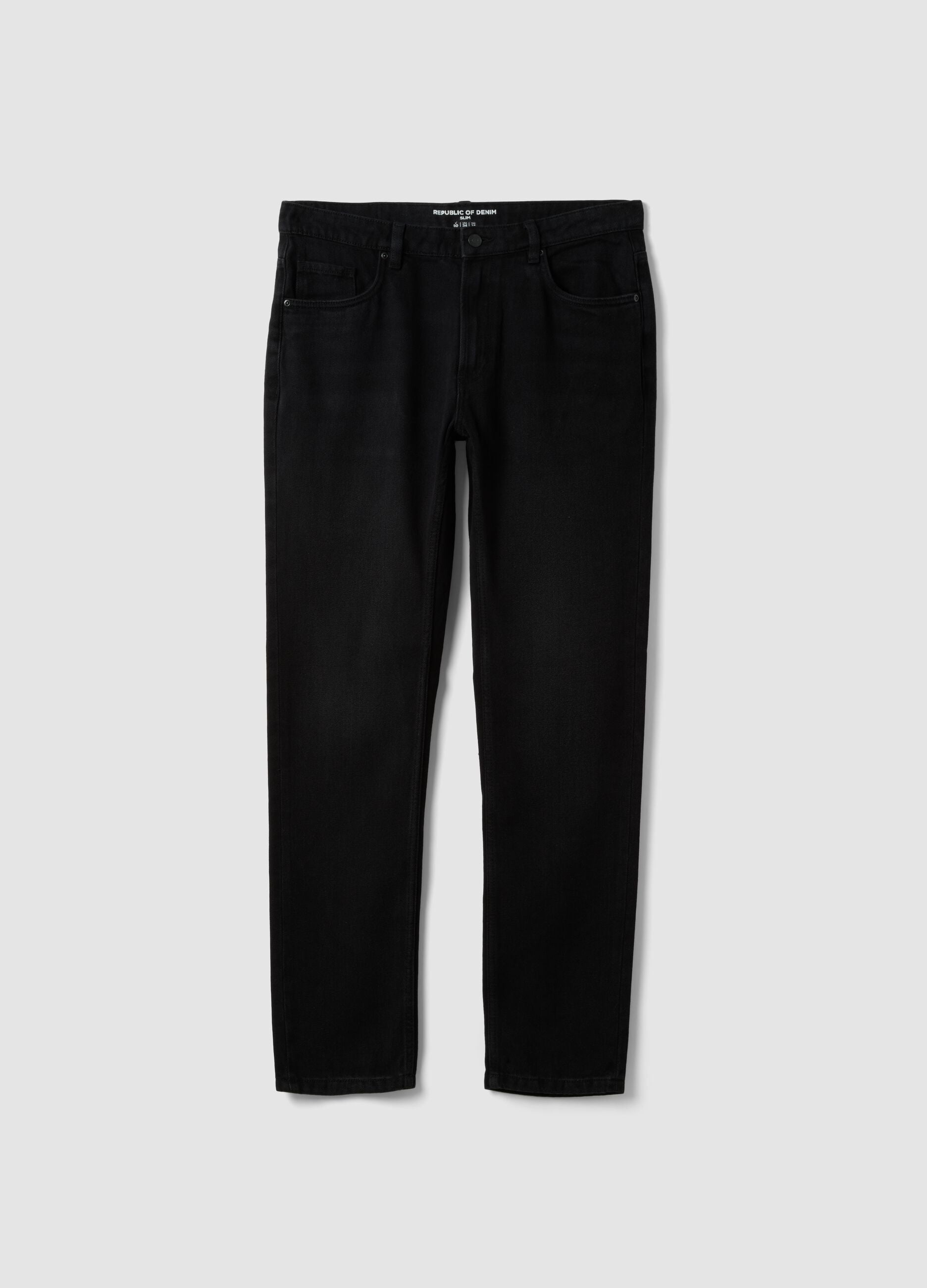 Black slim-fit jeans in cotton and viscose blend