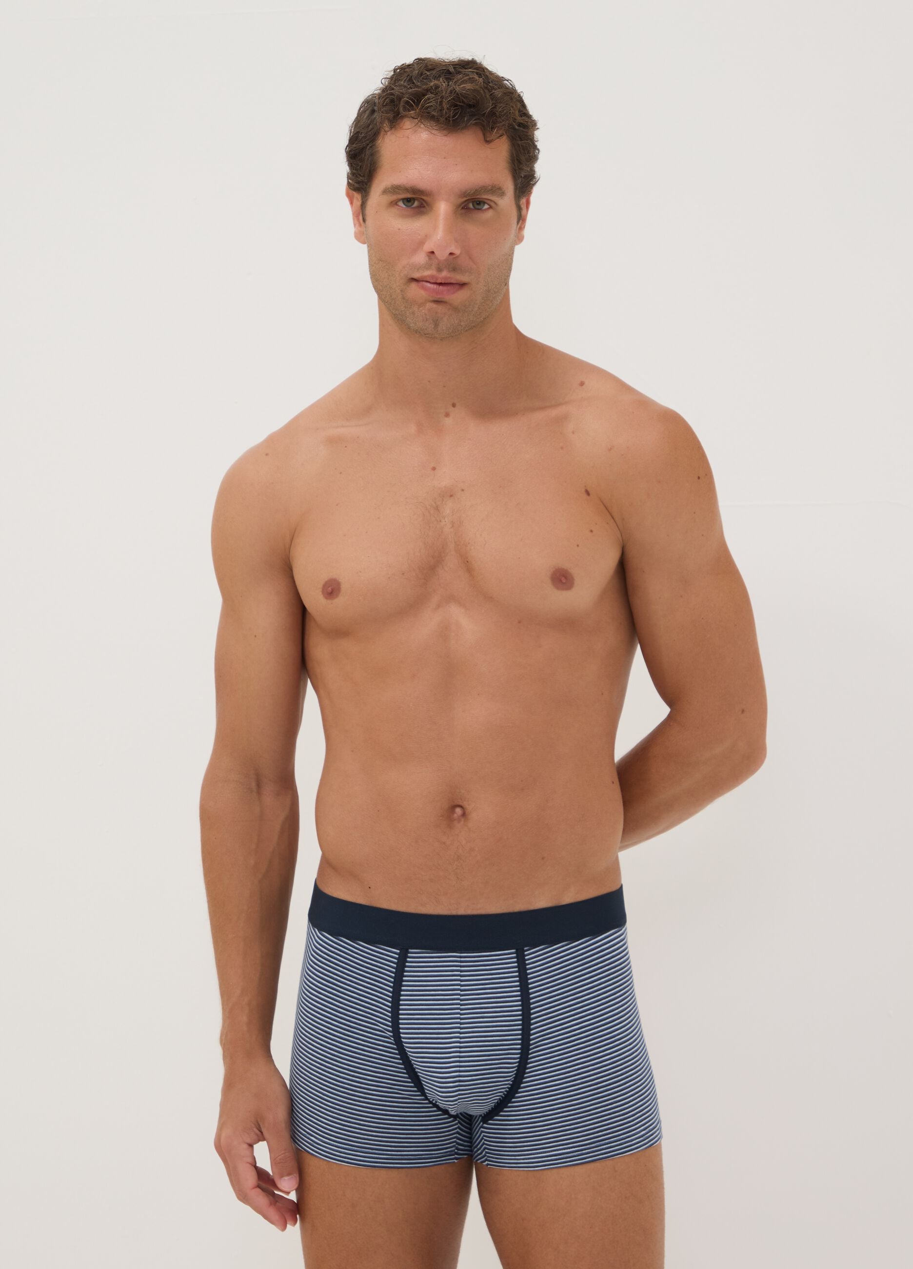 Three-pack of multicolour striped organic stretch-cotton boxers