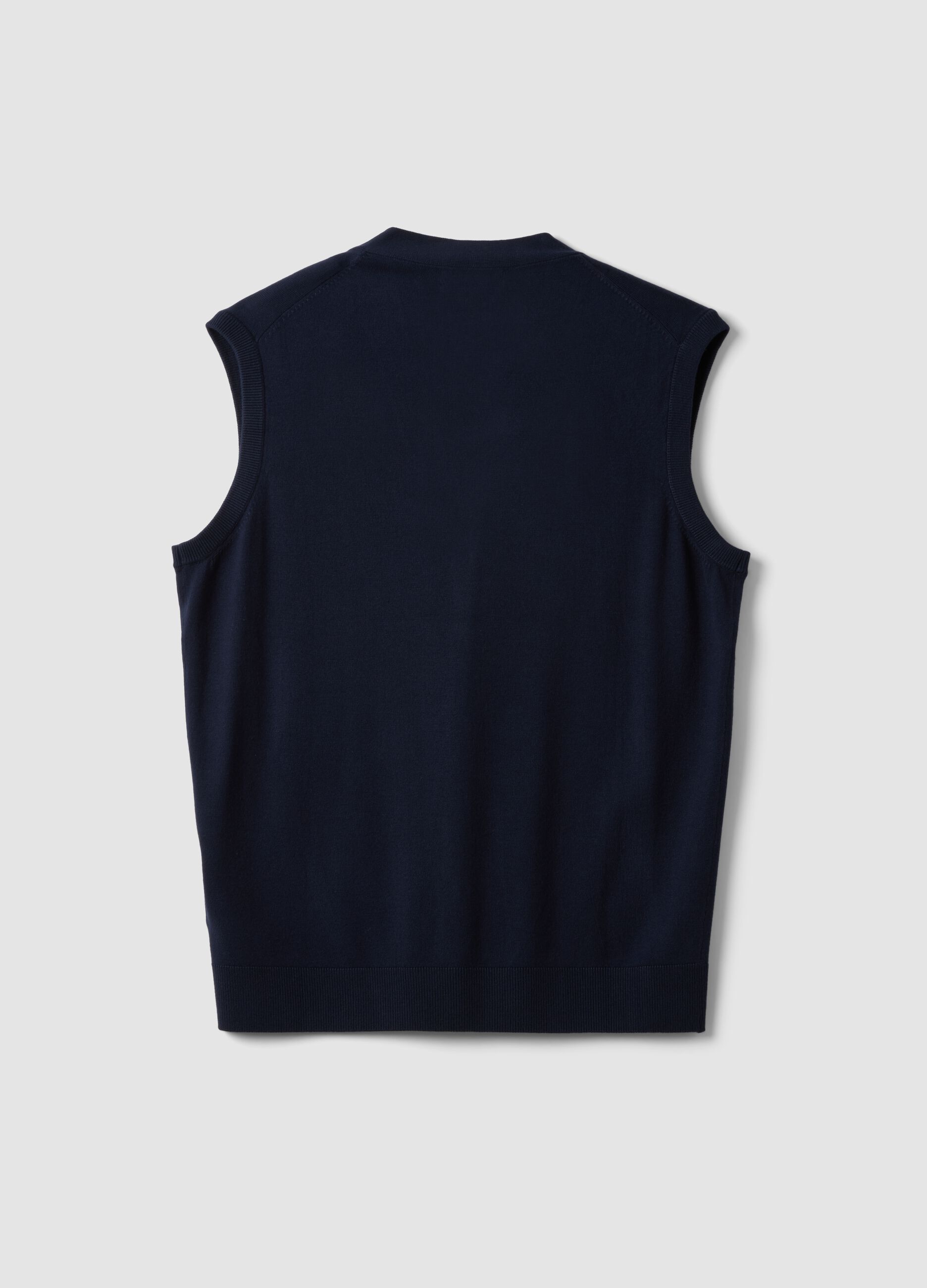 Blauer Viskose-Mix-Weste mit tiefem V-Ausschnitt, Regular Fit
