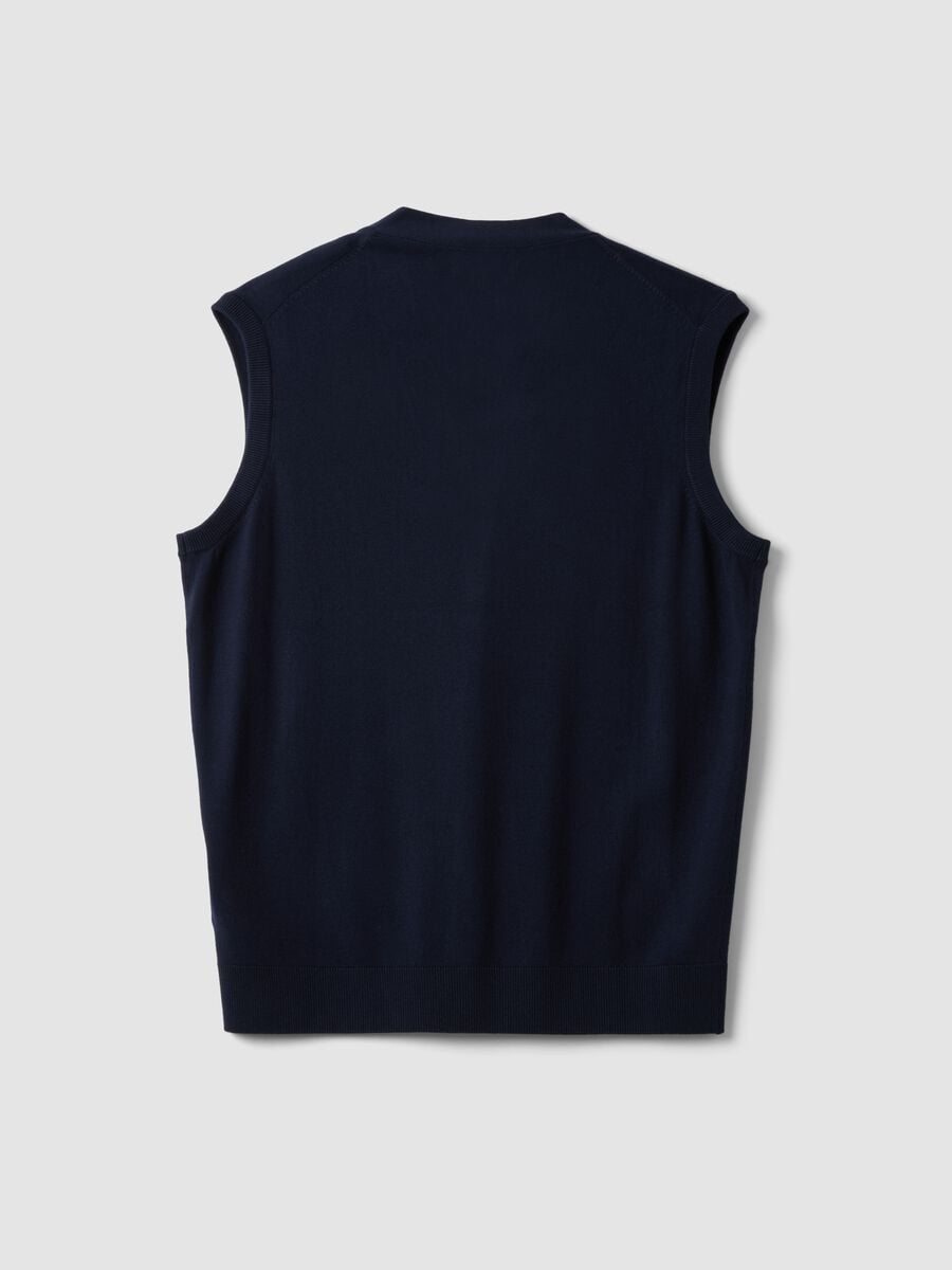 Blue viscose-blend waistcoat with deep V-neck, regular fit_5