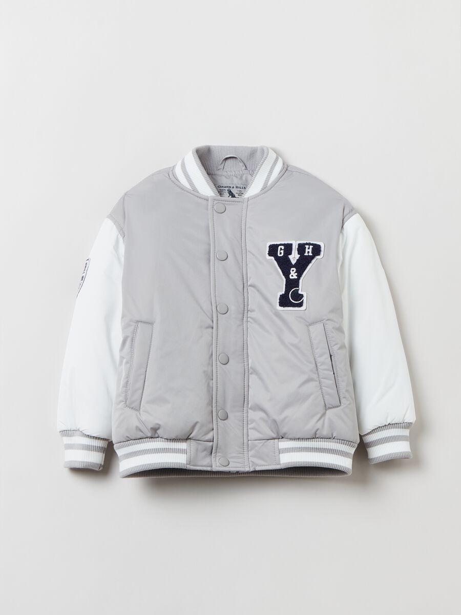 Padded varsity jacket with lettering patch_0