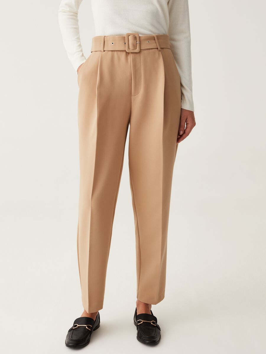 Cigarette trousers with stitching and darts_1