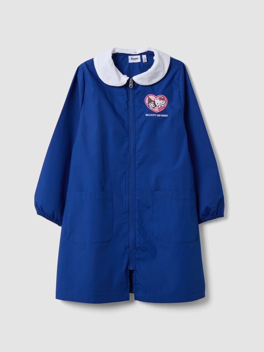 Blue girls&rsquo; school apron with Hello Kitty embroidery_0