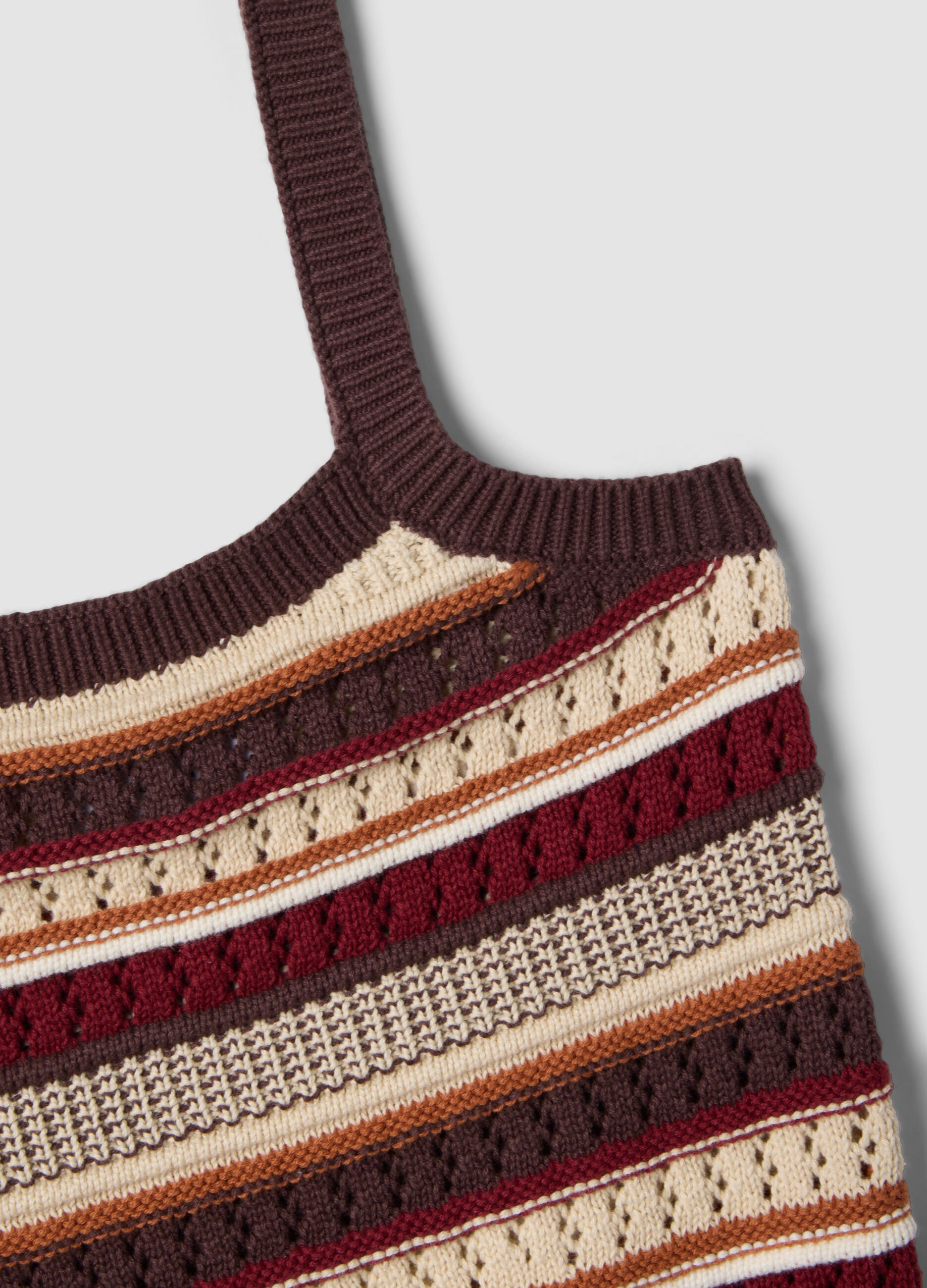 Eng anliegende Weste aus reiner Baumwolle mit mehrfarbigen Streifen und schmalen Tr&auml;gern