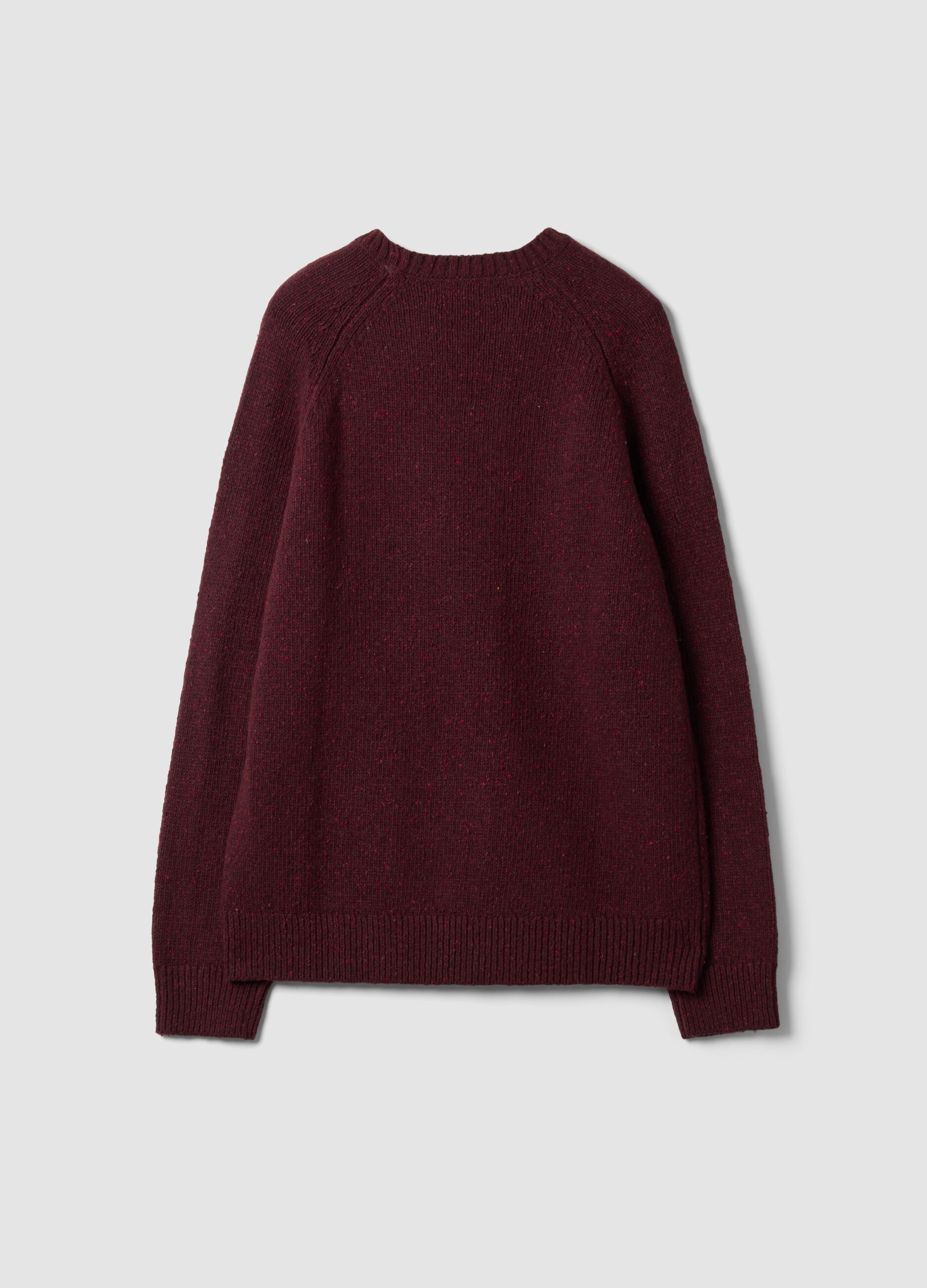 Red crew-neck cotton and wool-blend jumper