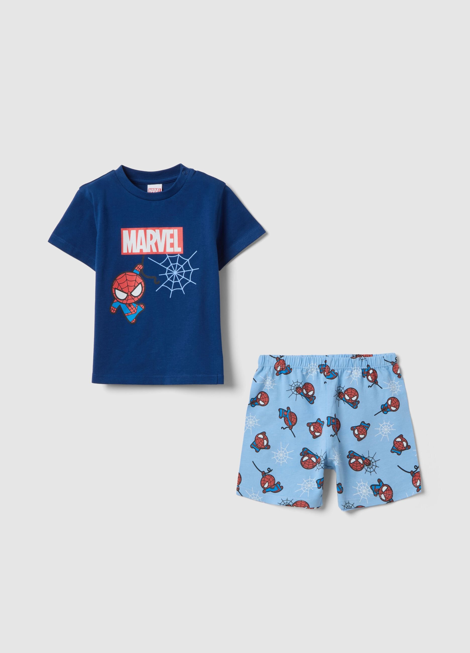 Baby Regular Fit Multicolour Pure Cotton Pyjamas with Spider-Man