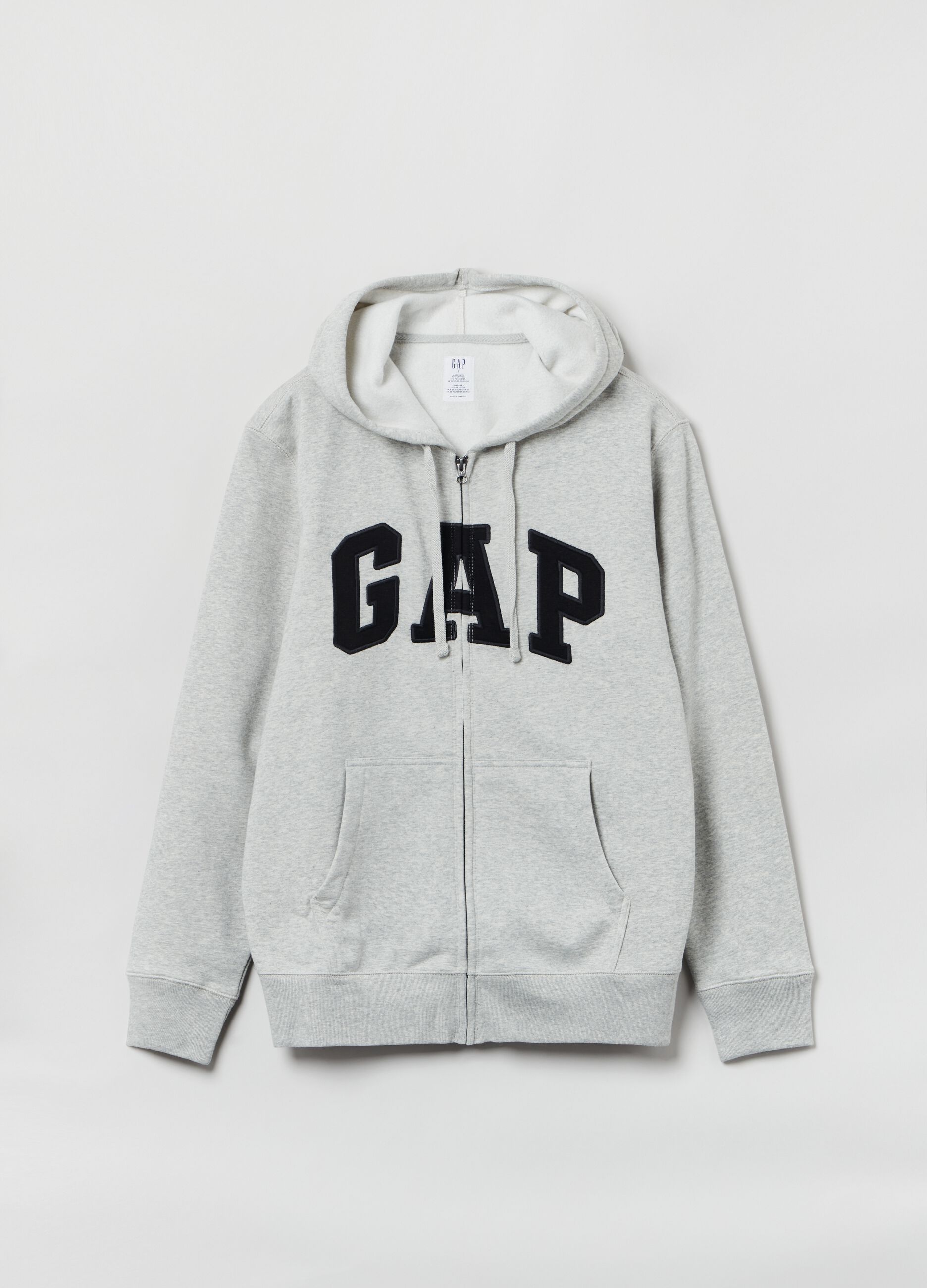 Full-zip sweatshirt with hood and logo patch