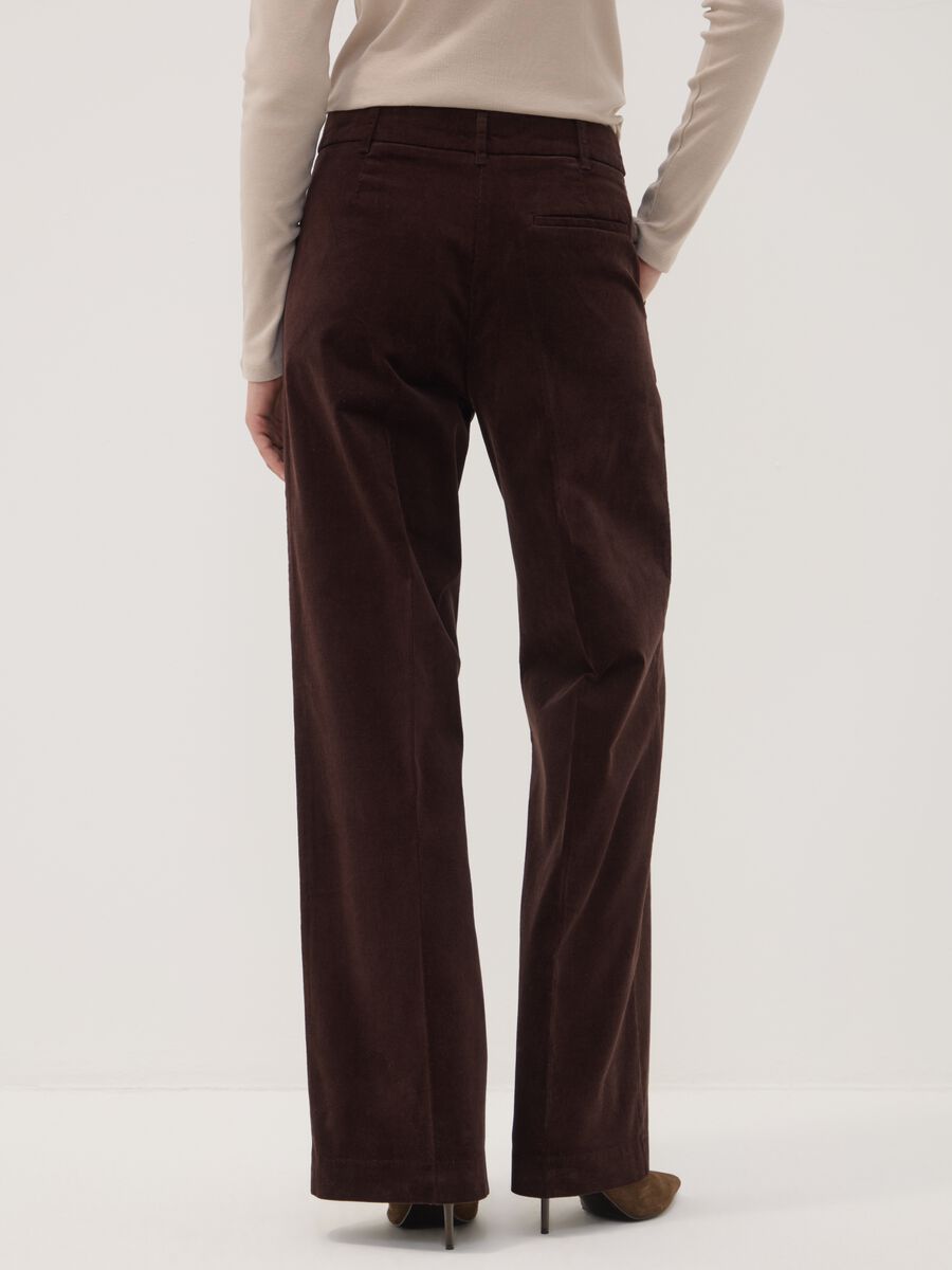 Braune The Iconic Pants Straight-Fit-Hose aus geripptem Stretch-Baumwollstoff_3