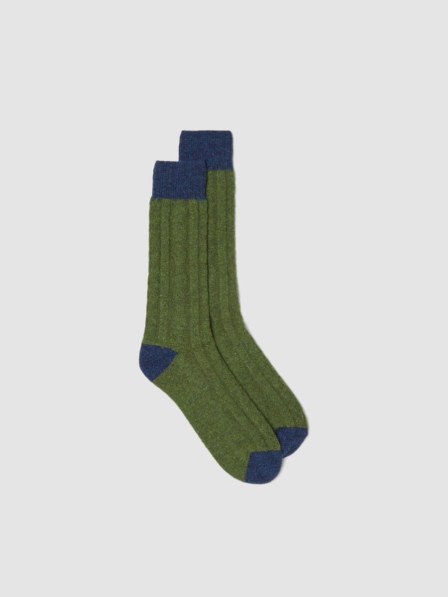 Gr&uuml;ne Kurzsocken aus elastischer Wolle und Seide_0