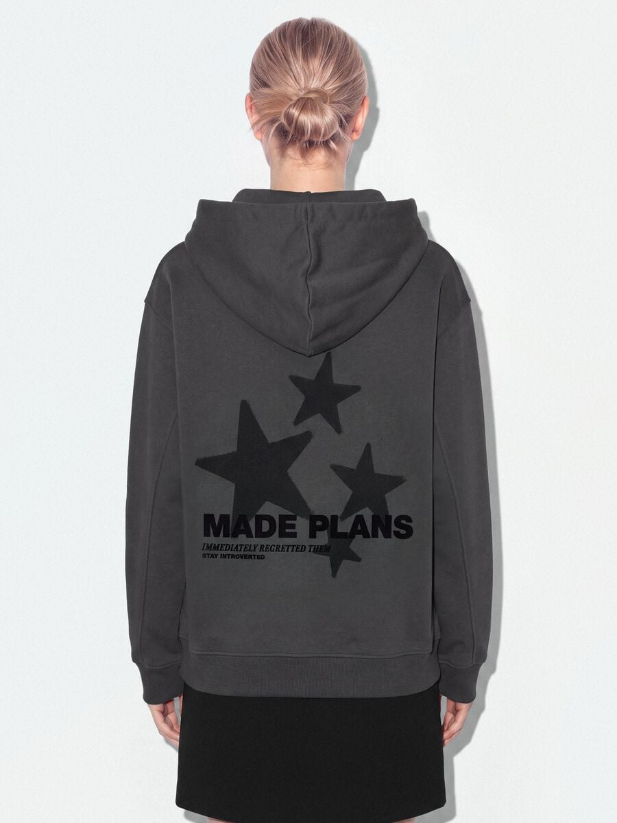 Grey cotton-blend hoodie with relaxed-fit slogan_2