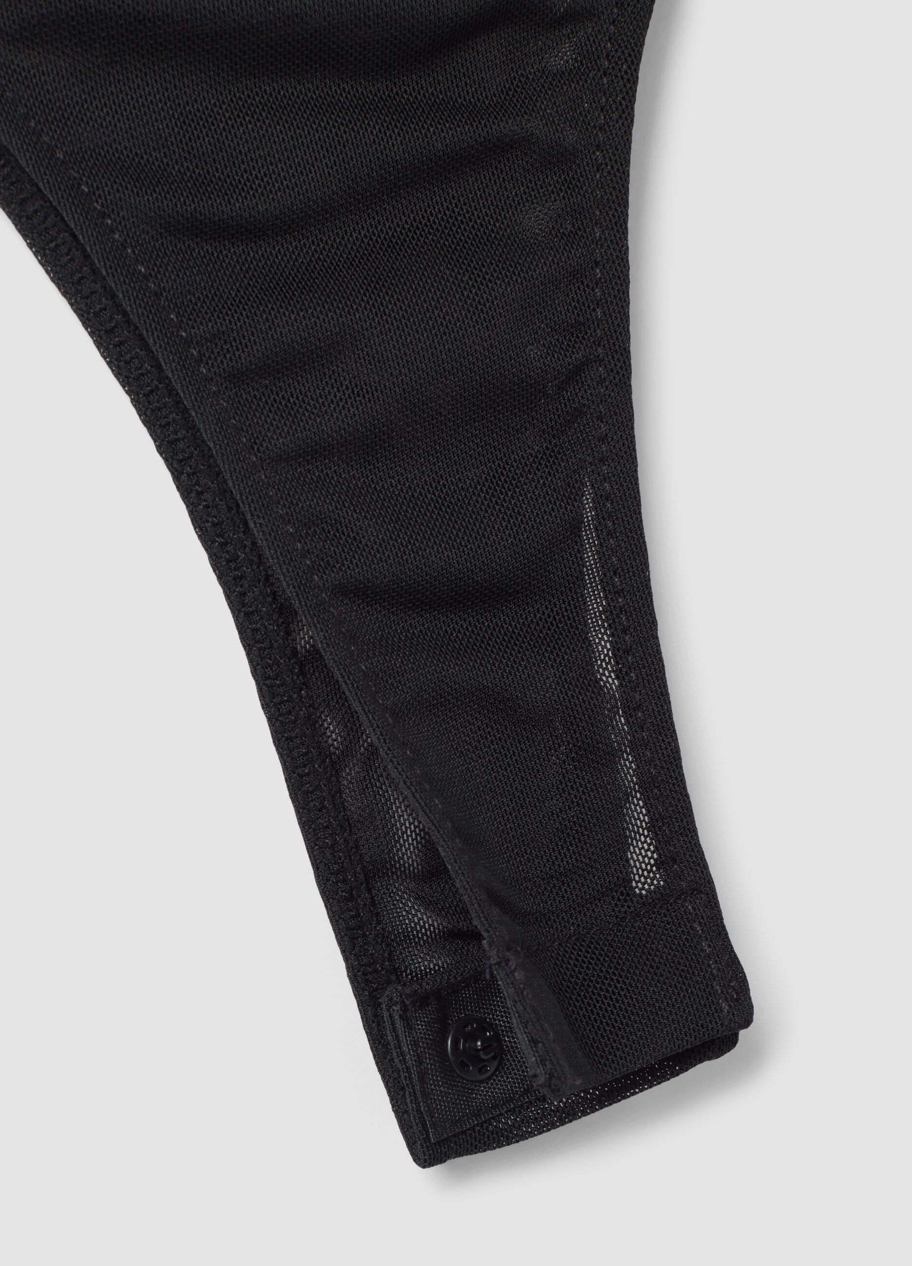 Body nero in tessuto elasticizzato con strass fitted