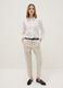 Beige stretch cotton satin trousers regular fit_1