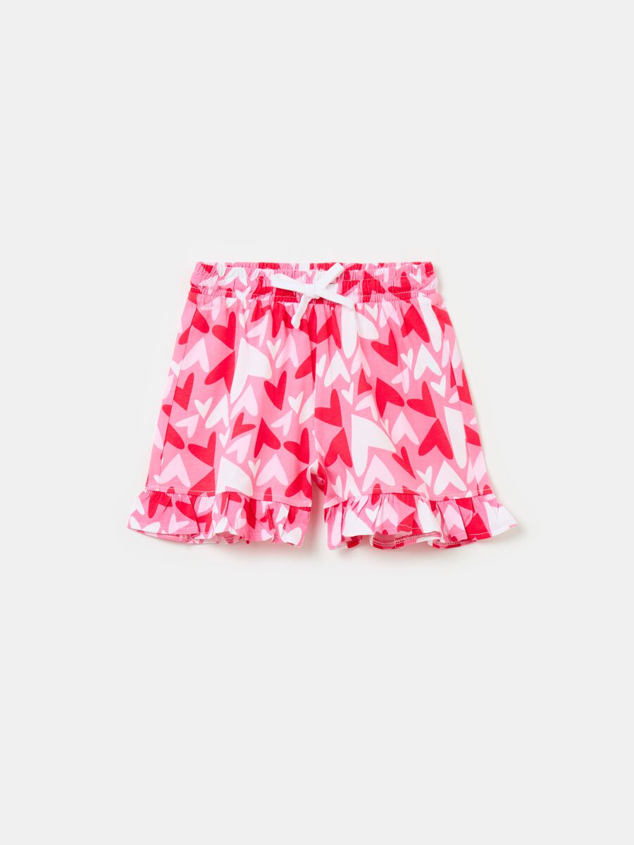 Shorts in cotone con coulisse e rouches_0