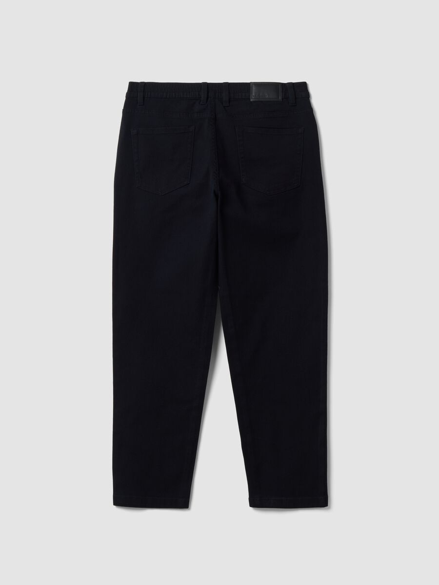 Black straight-leg stretch cotton twill trousers_5