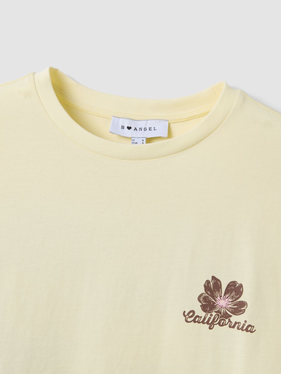 T-shirt gialla in puro cotone con stampa relaxed fit_1