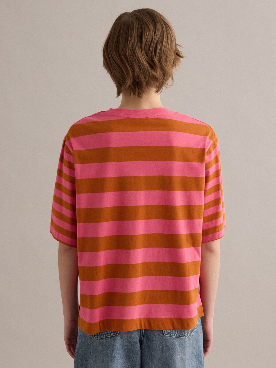 Rosa T-Shirt aus reiner Baumwolle mit Streifen_3