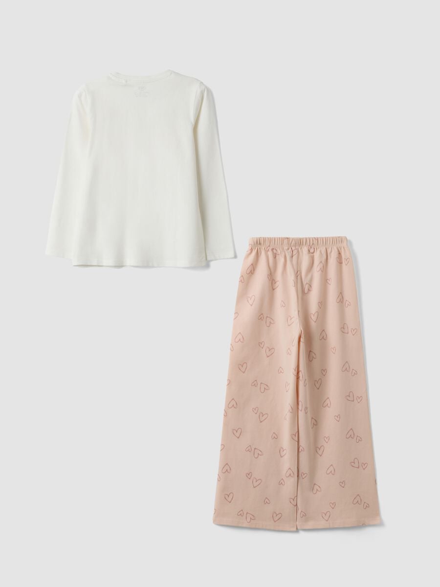 Wei&szlig;-rosa Pyjama aus reiner Bio-Baumwolle mit Teddyb&auml;r f&uuml;r M&auml;dchen_1