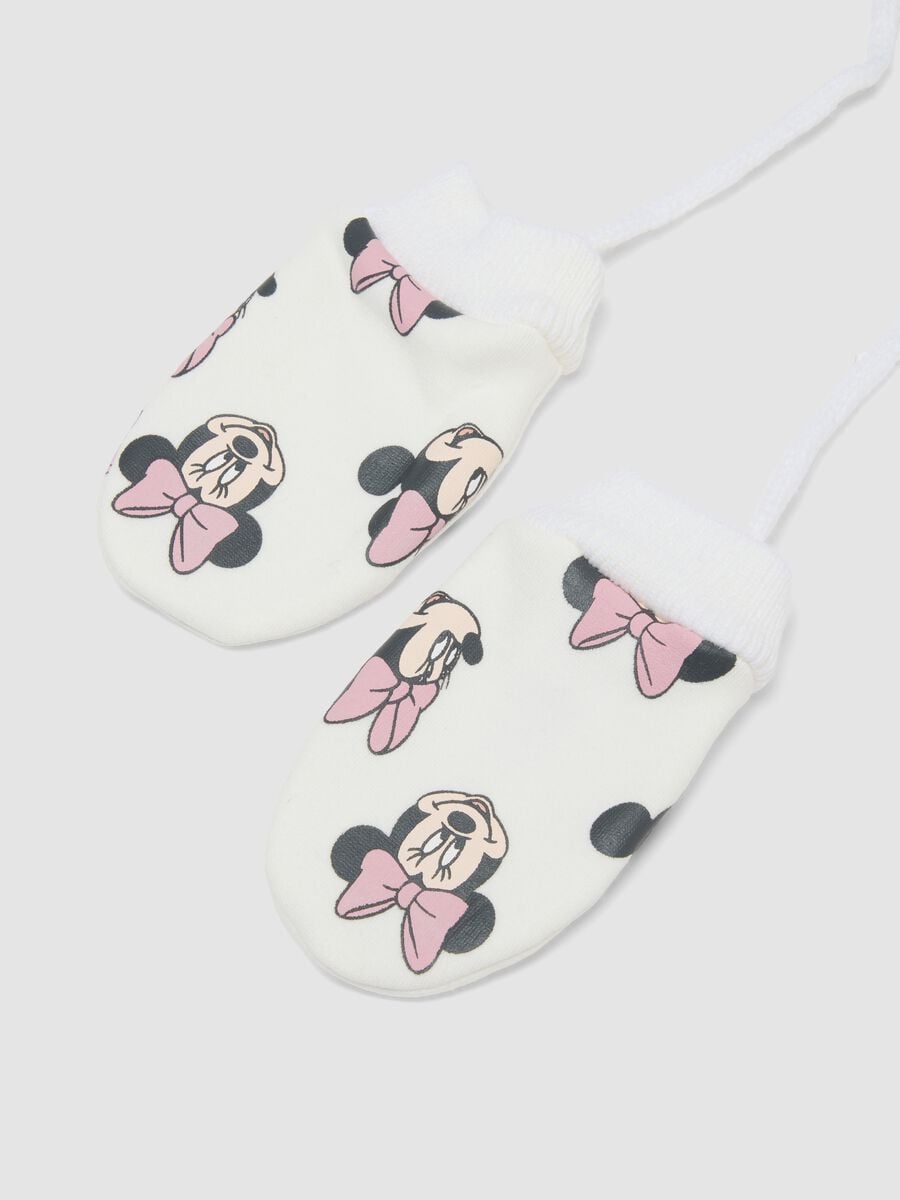 Wei&szlig;e Handschuhe aus Stretchstoff mit Minnie-Print_2