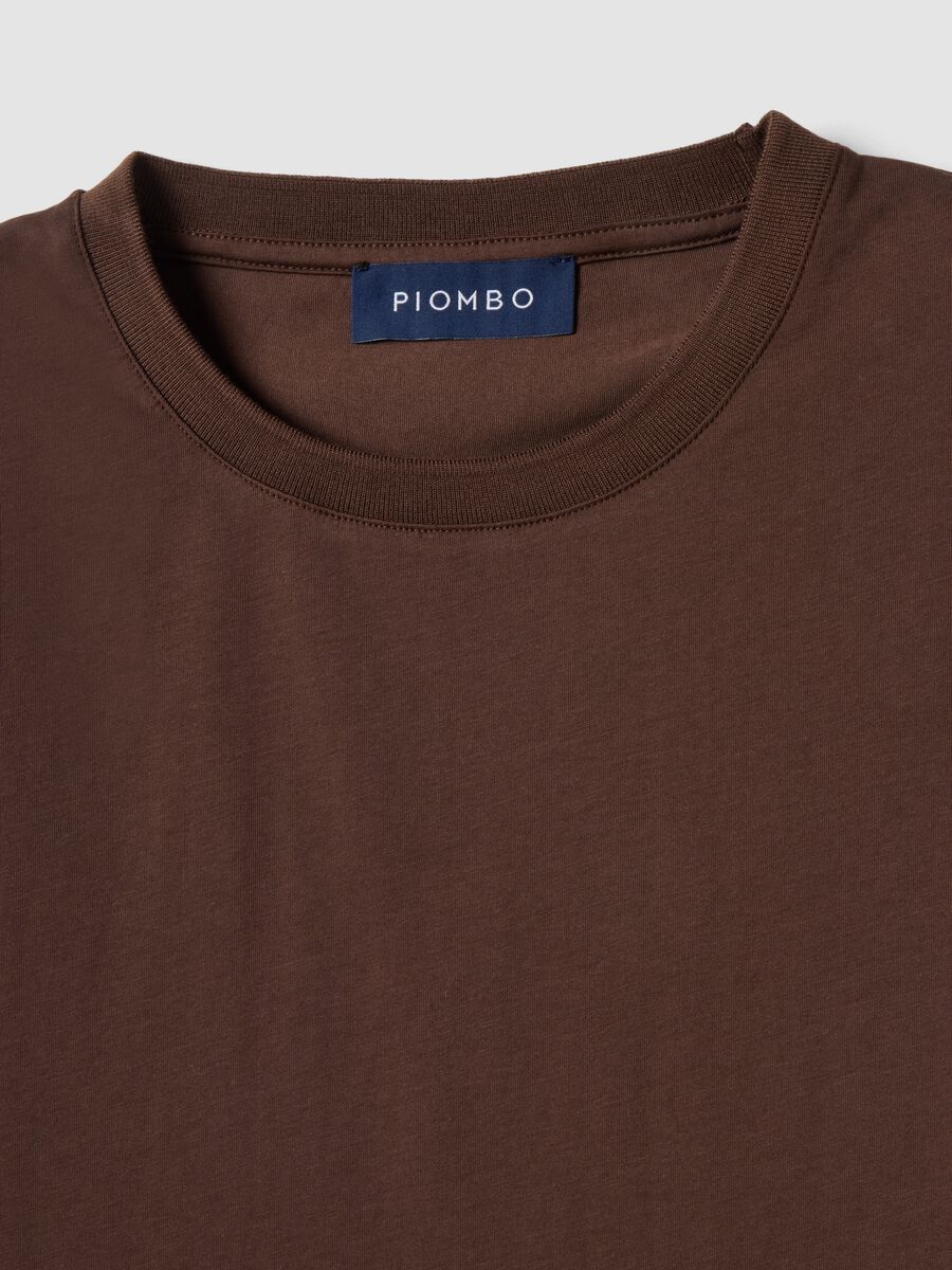Brown short-sleeved cotton-blend T-shirt_5