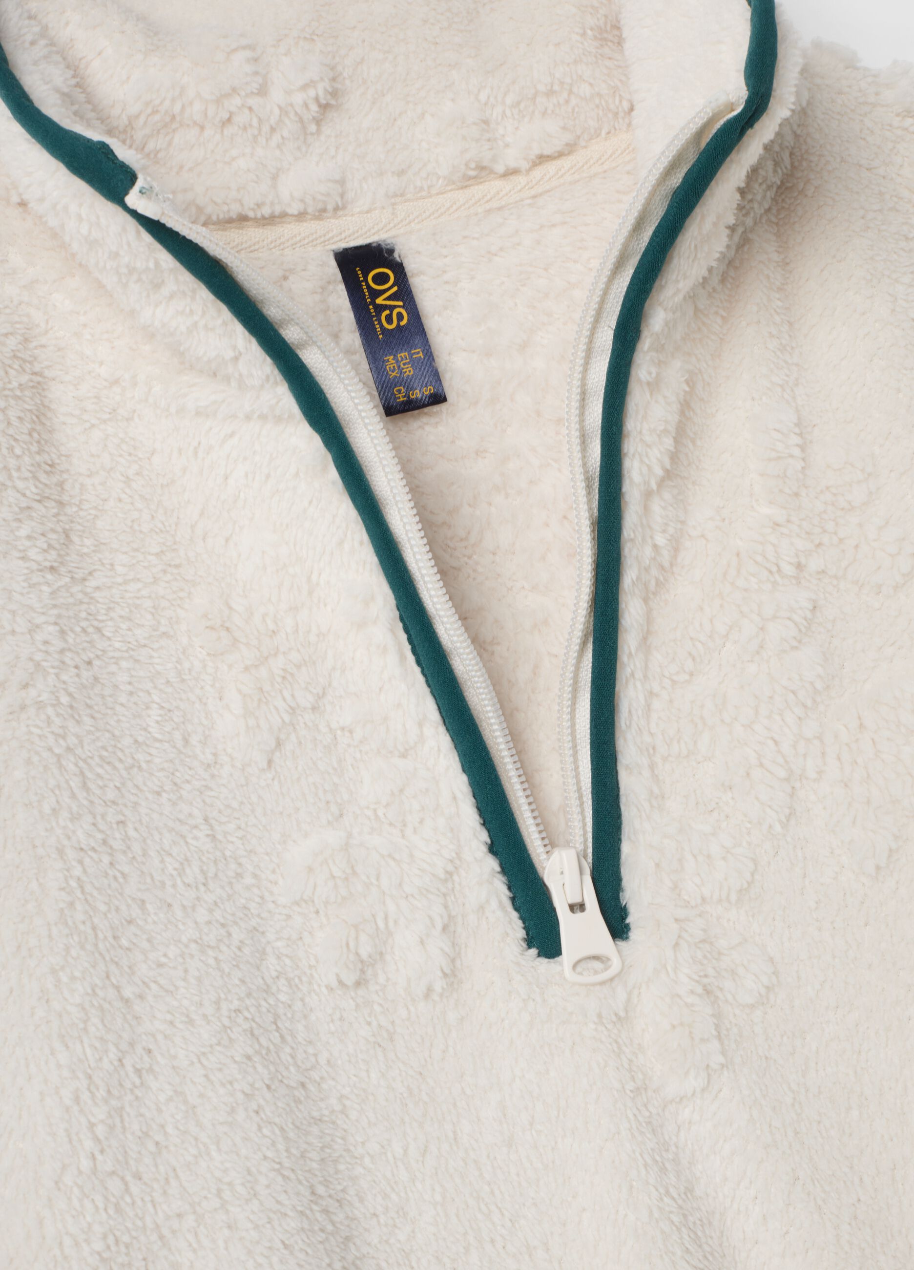 White long-sleeved half-zip pyjama top