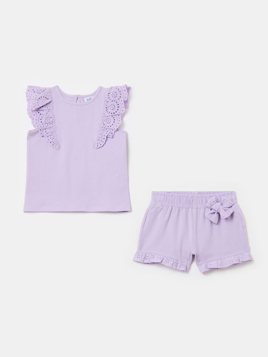 Cotton jogging set with broderie anglaise_0