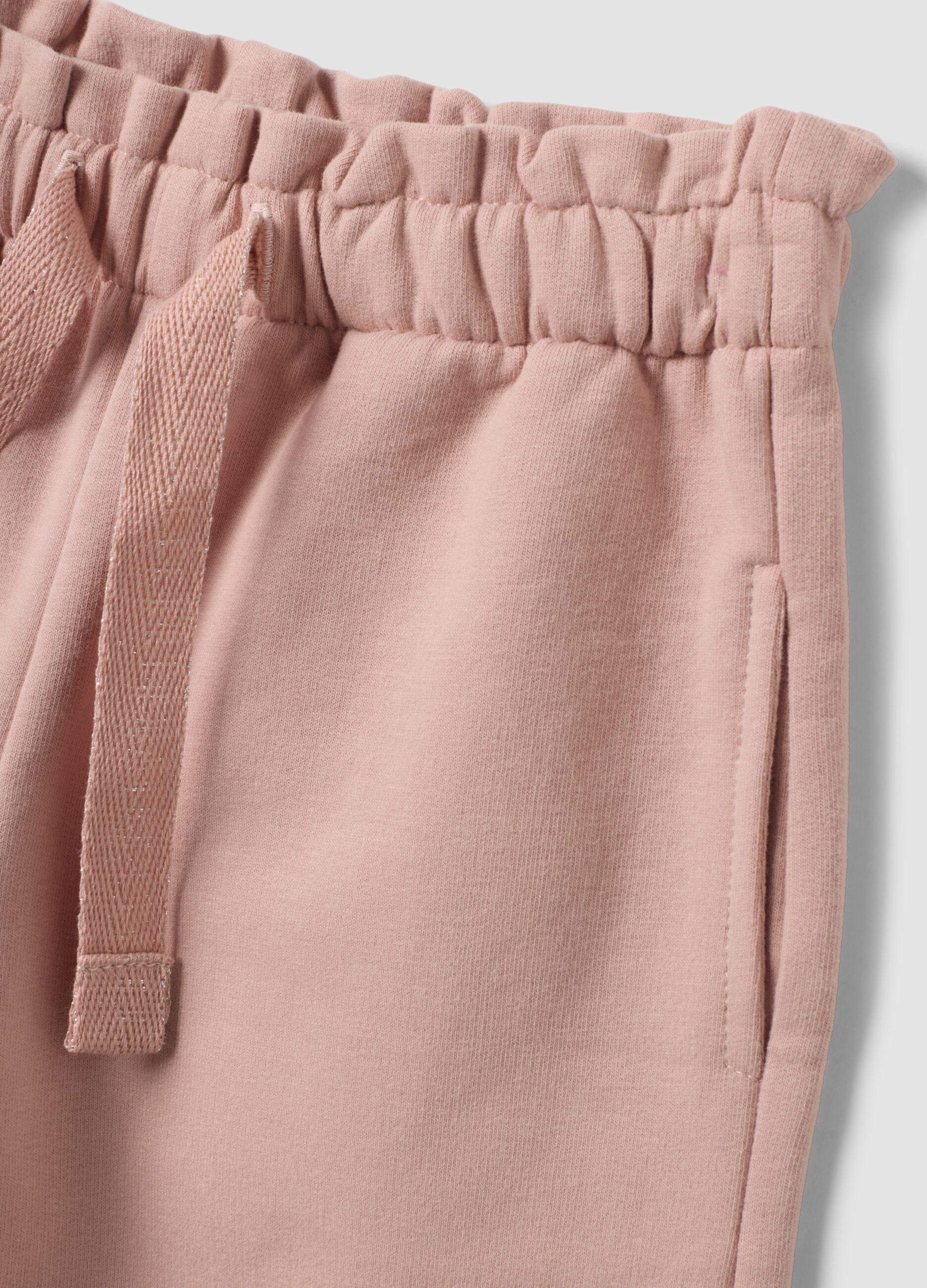Pink stretch cotton set with crew neck
