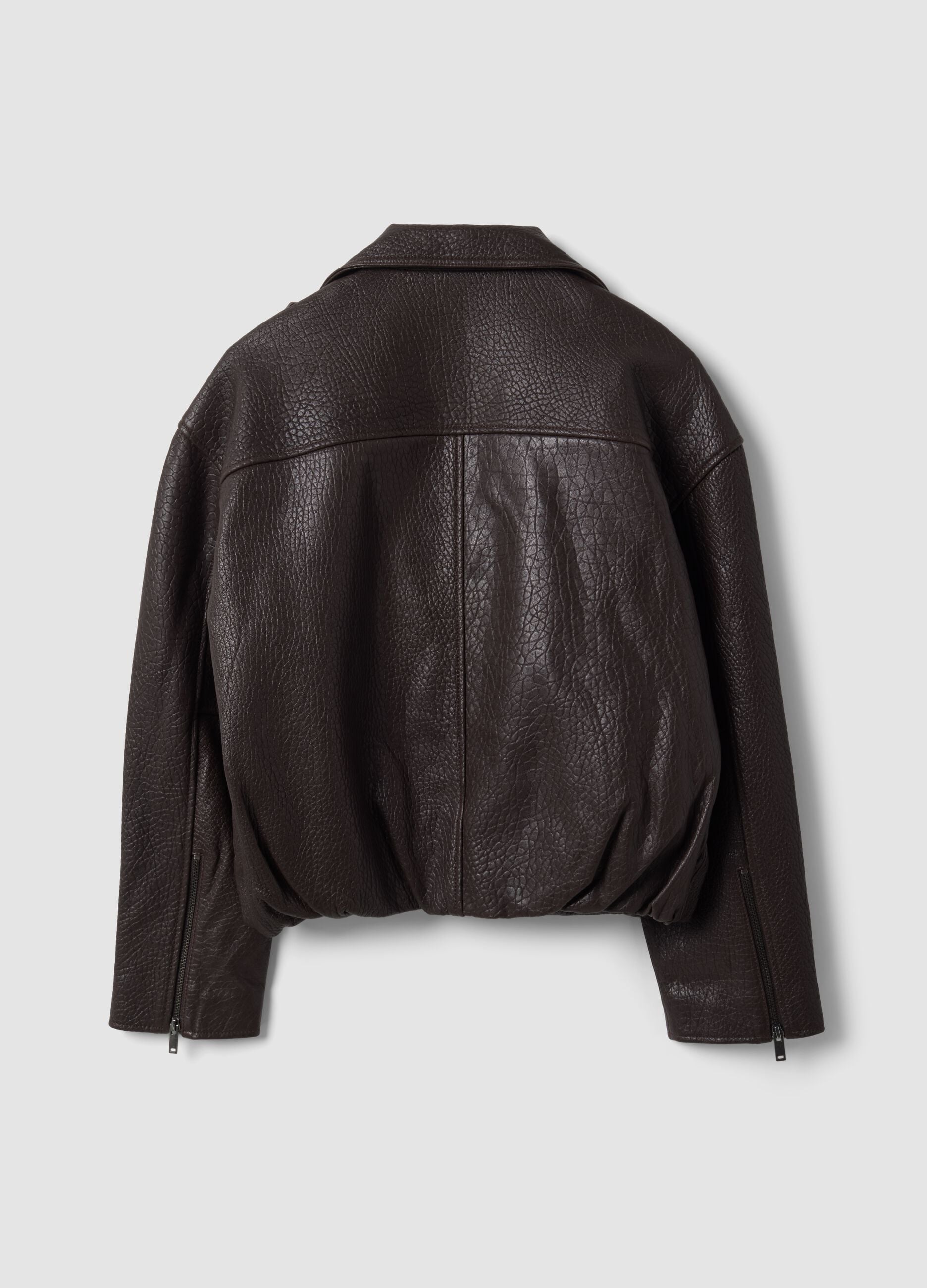 Giacca biker marrone in vera pelle over fit