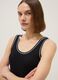 Black stretchy cotton regular fit tank top with trim_0