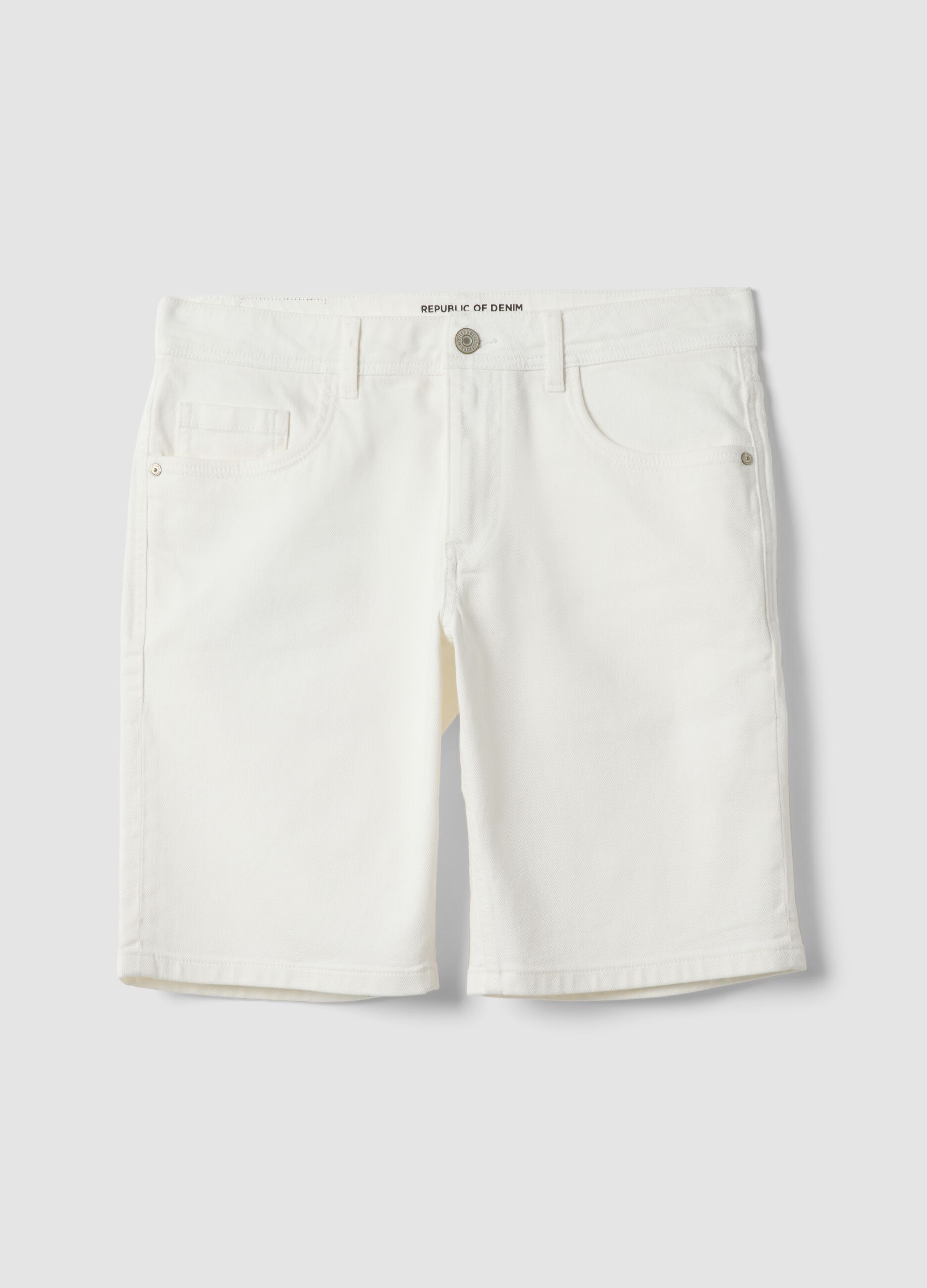 White stretch-cotton denim shorts