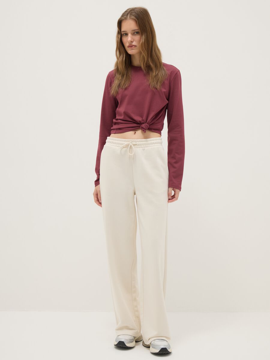 Long sleeve red T-shirt in pure cotton with regular fit_1