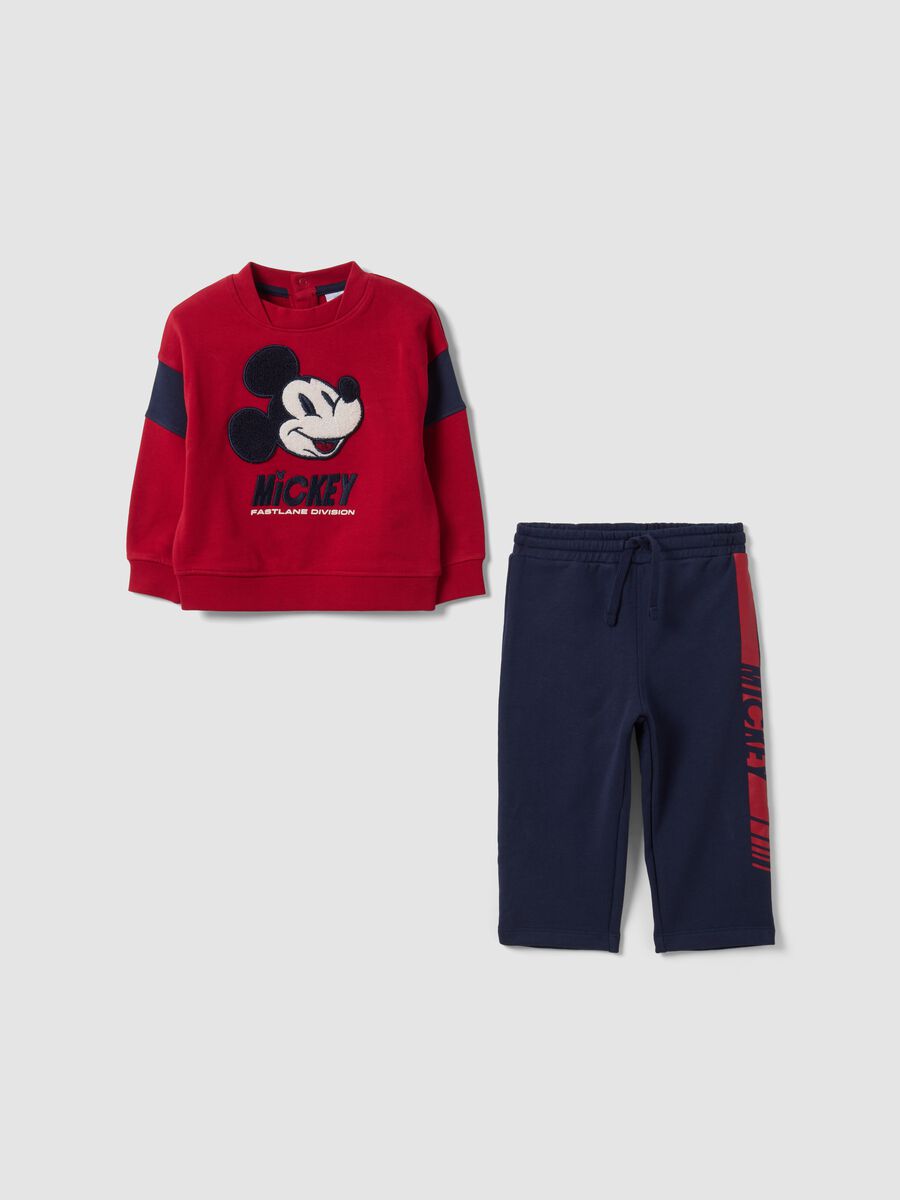 Completo rosso e blu in puro cotone con stampa Mickey_0