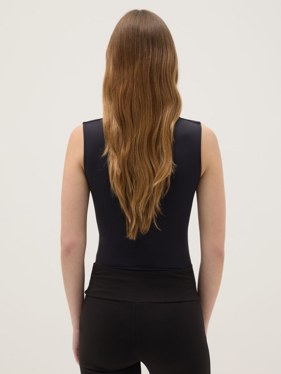 Black Slim Fit Bodysuit with Square Neckline_2