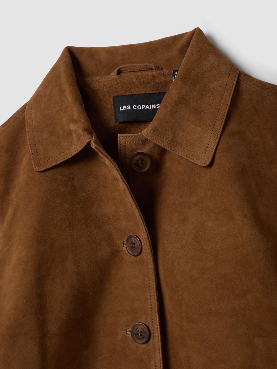 Brown genuine leather jacket in regular fit_5