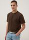 Brown regular fit pure cotton short sleeve T-shirt_0