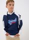 T-shirt blu in puro cotone con girocollo e stampa per ragazzo_0