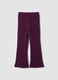 Leggings viola flare in cotone elasticizzato con borchie_0